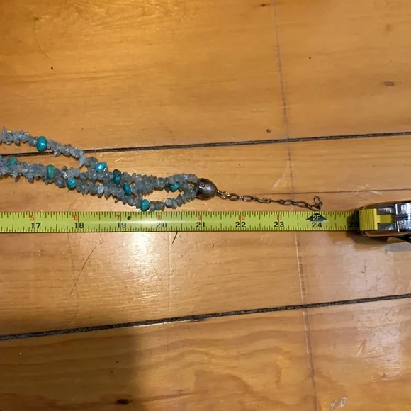 TURQUOISE,Sterling and aquamarine 3 strand necklace,MERMAID - Picture 12 of 12